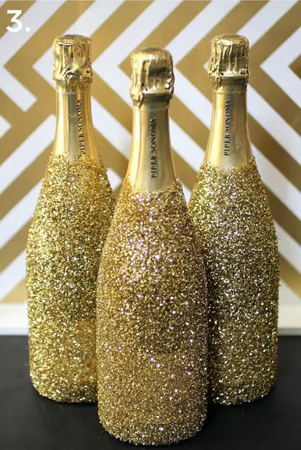 Garrafas de champanhe com glitter