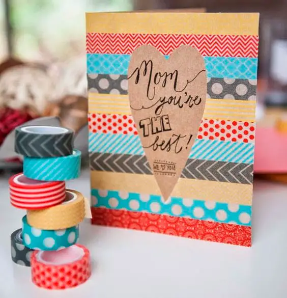 Cartão para o Dia das mãe com fita adesiva