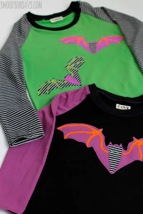 Blusas com apliques de morcegos para o Halloween