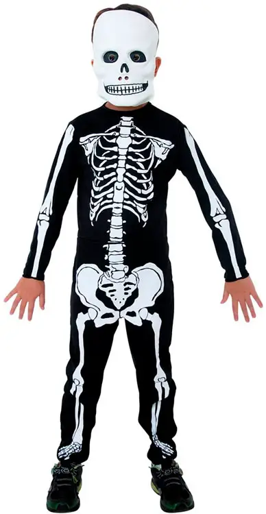 Fantasia para Halloween de esqueleto infantil