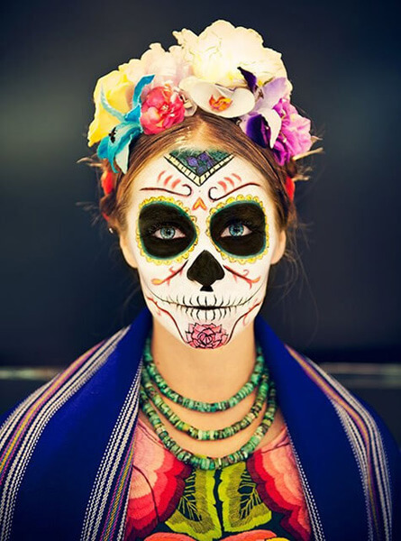 Frida Kahlo no Dia dos Mortos para o Halloween