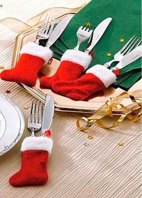 Enfeite de mesa com porta talheres natalino 