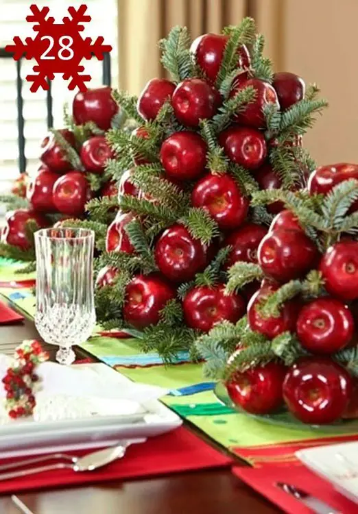 Decoração da mesa de Natal com frutas