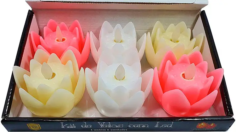 Kit de velas decorativas de flor de lótus