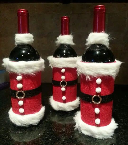 Enfeite natalino para garrafa de vinho