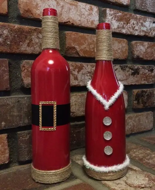 Decoração de garrafa natalina