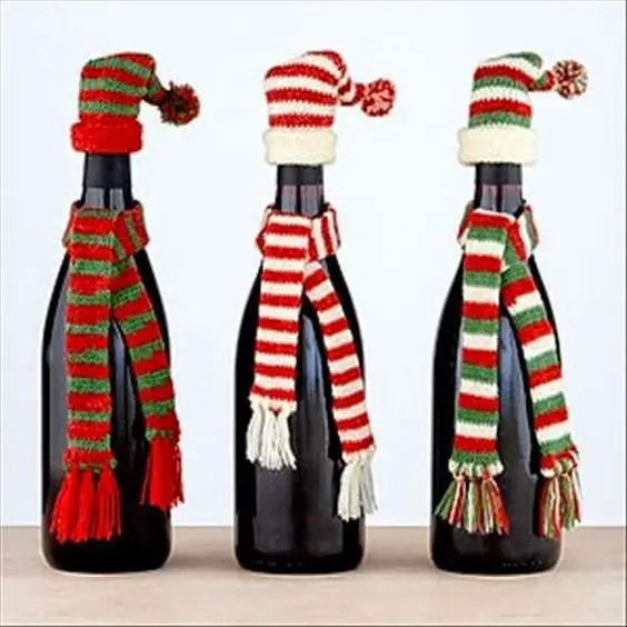 Enfeite as garrafas de vinho no Natal
