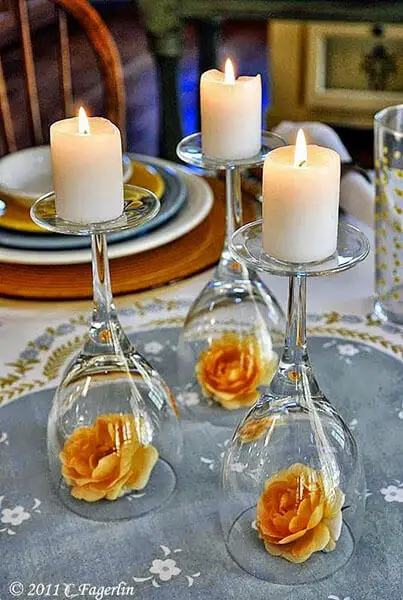 Use taças de cristal para por as velas
