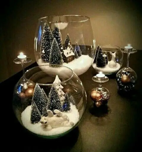 Decoração natalina com potes de vidro