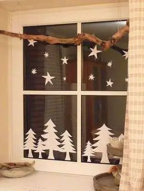 Use papel para decoração natalina da janela