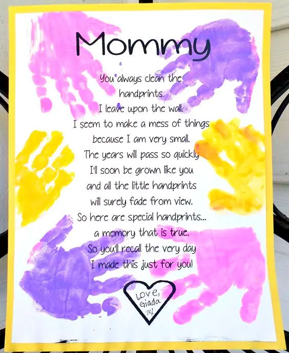 Cartão com poema para mãe