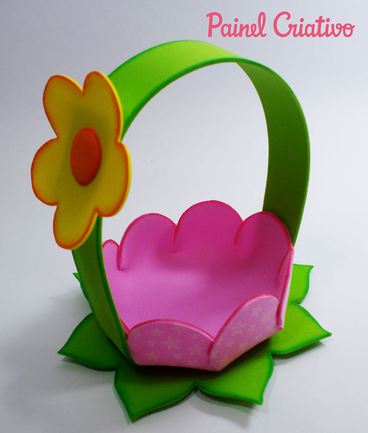 Cestinha em Formato Flor em EVA de Dia das Mães Cestinha em Formato Flor em EVA de Dia das Mães