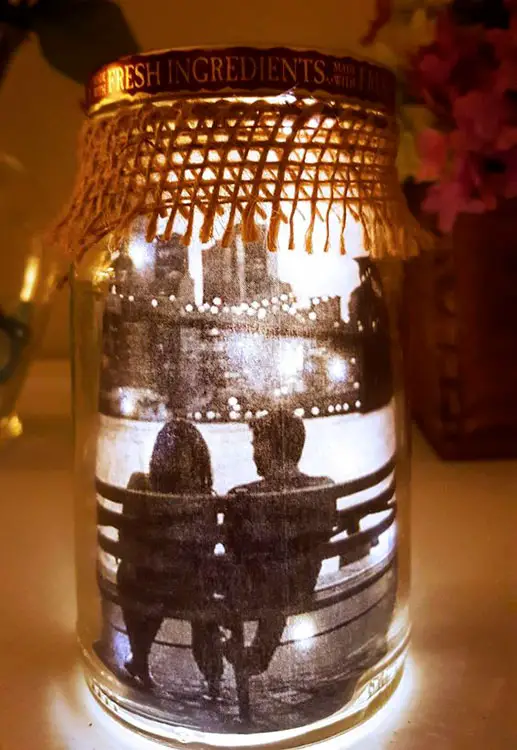Lanterna com potinho de vidro