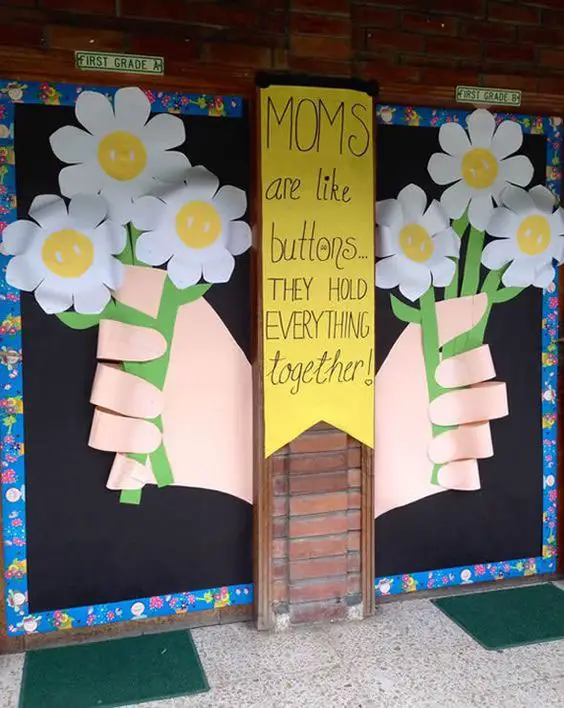 Mural com flores para o Dia das Mães