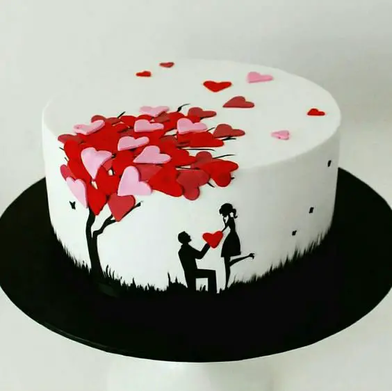 Surpresa de amor com bolo