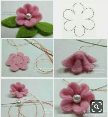 Flores de feltro em miniatura