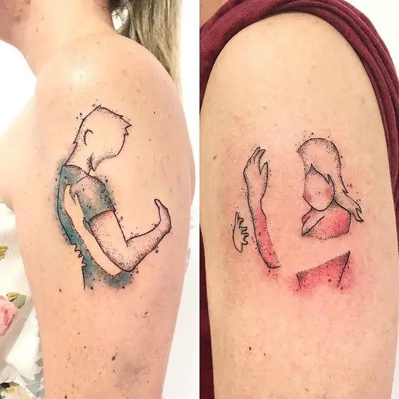 Tatuagem no braço para casal
