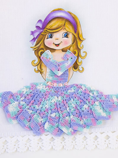 Pintura de menina com vestido de crochê