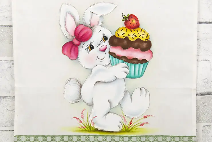 Pintura de Páscoa coelhinha com cupcake