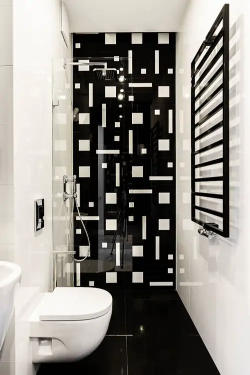 Decoração de banheiro preto e branco