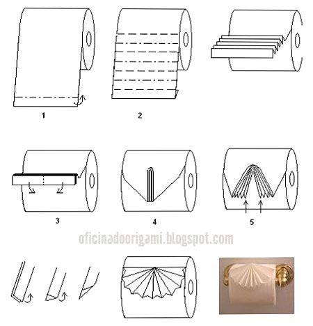 Origamis em papel higiênico