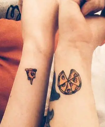 Tatuagens de casal para os amantes de pizza