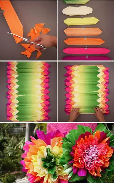 Use flores de papel bem coloridas