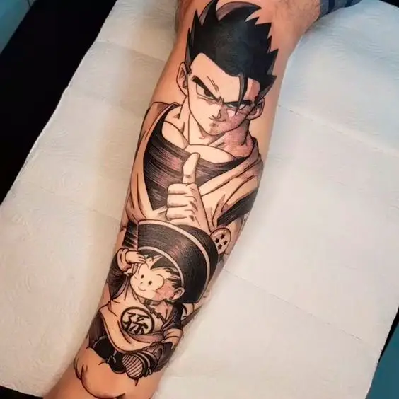 Tatuagens masculinas na perna Dragon Ball Z