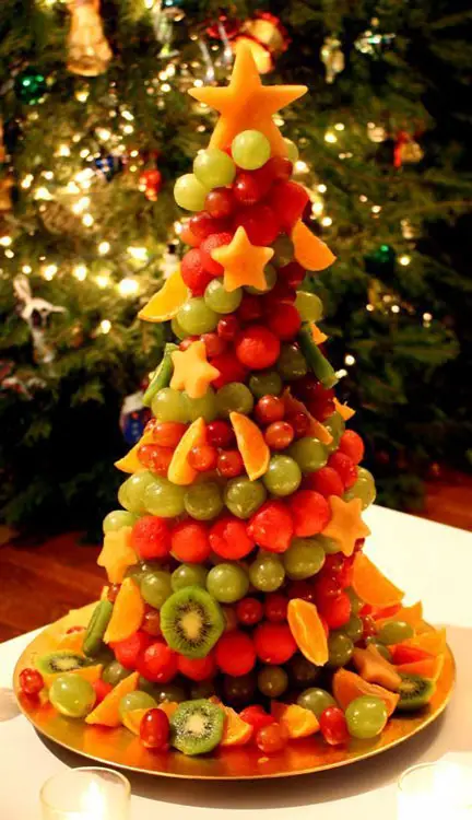 Decoração de Mesa de Natal Com Frutas