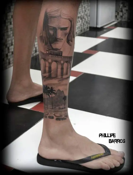 Tatuagem do Rio de Janeiro na perna