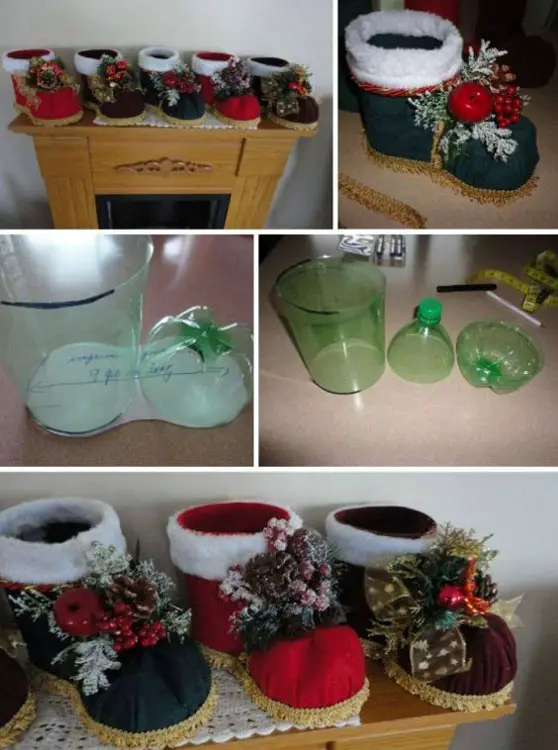 Bota de Natal com reciclagem