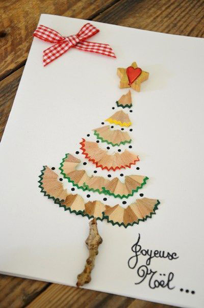 Cartão de Natal com lascas de lápis