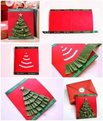 Cartão de Natal com papel crepom