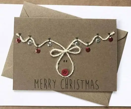 Cartão de Natal com sisal e lantejoula