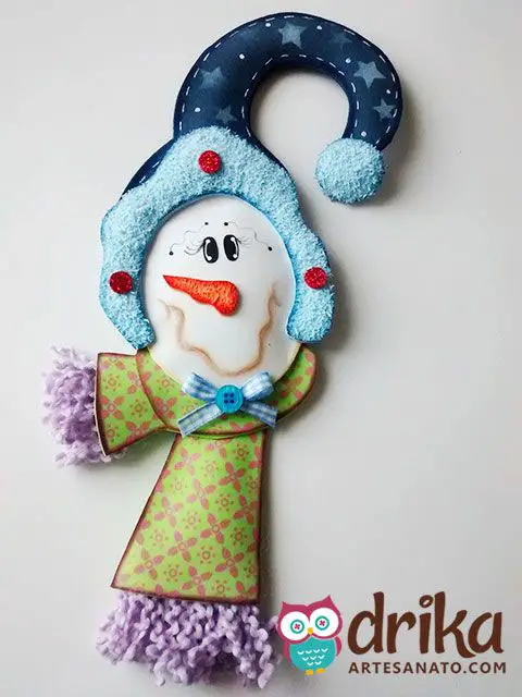 Decoração de maçaneta de boneco de neve