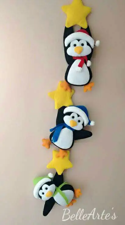 Enfeite de Natal Em Feltro: Pinguins