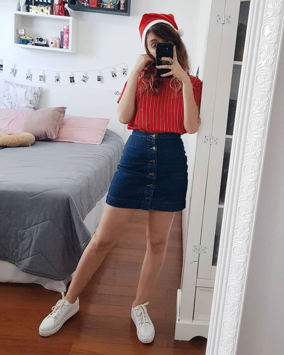 Roupas para Natal: Saia jeans Roupas para Natal: Saia jeans