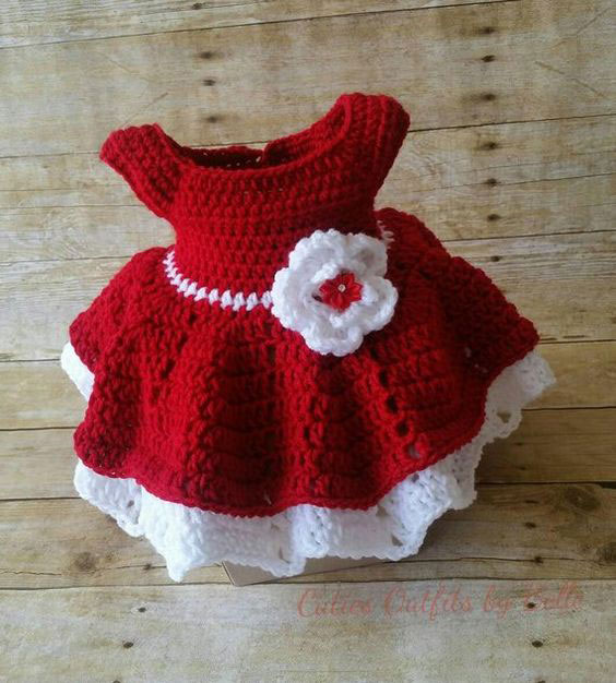 Vestido natal bebê de crochê Vestido natal bebê de crochê