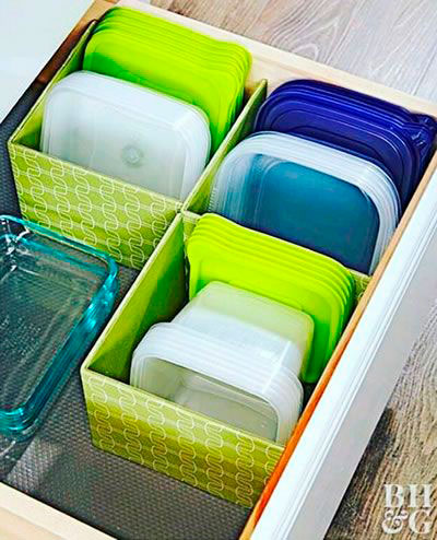 Caixas de papelão para organizar as gavetas dos armários Caixas de papelão para organizar as gavetas dos armários