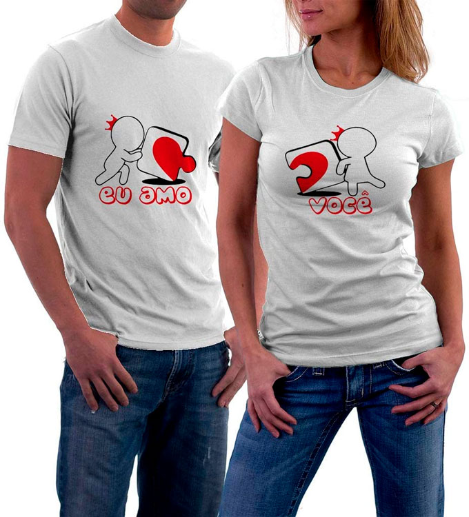 Kit de camisetas de casal para usarem juntos