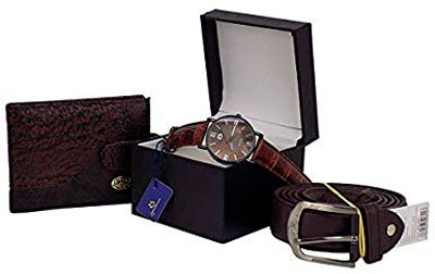 Kit de carteira, cinto e relógio de presente para o amigo Kit de carteira, cinto e relógio de presente para o amigo