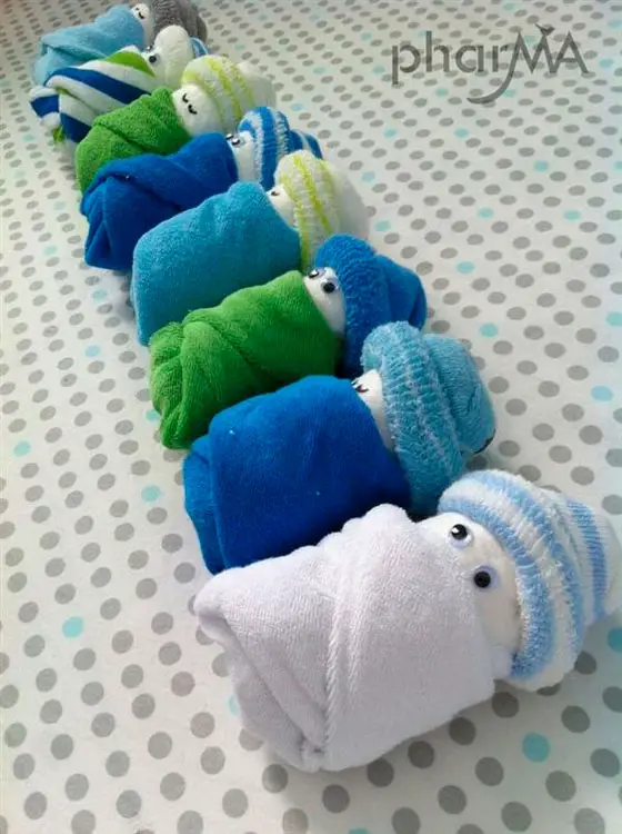 Ideias para chá de fraldas: Bebês de toalhas