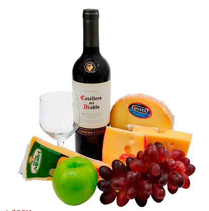 Cesta de vinhos e queijos para o Dia das Mães Cesta de vinhos e queijos para o Dia das Mães