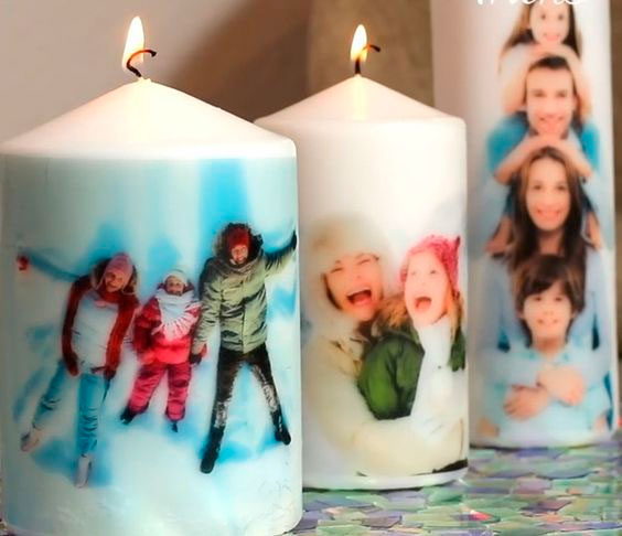 Vela decorada com fotos para o Dia das Mães Vela decorada com fotos para o Dia das Mães
