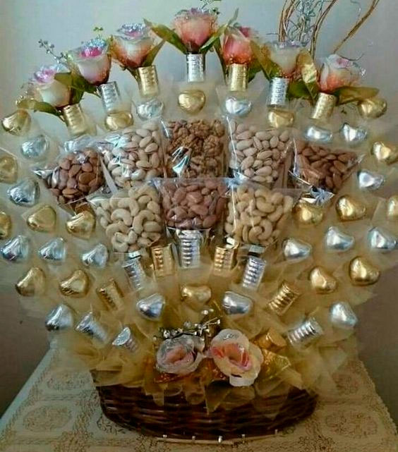 Cesta de bombons e aperitivos para mãe Cesta de bombons e aperitivos para mãe