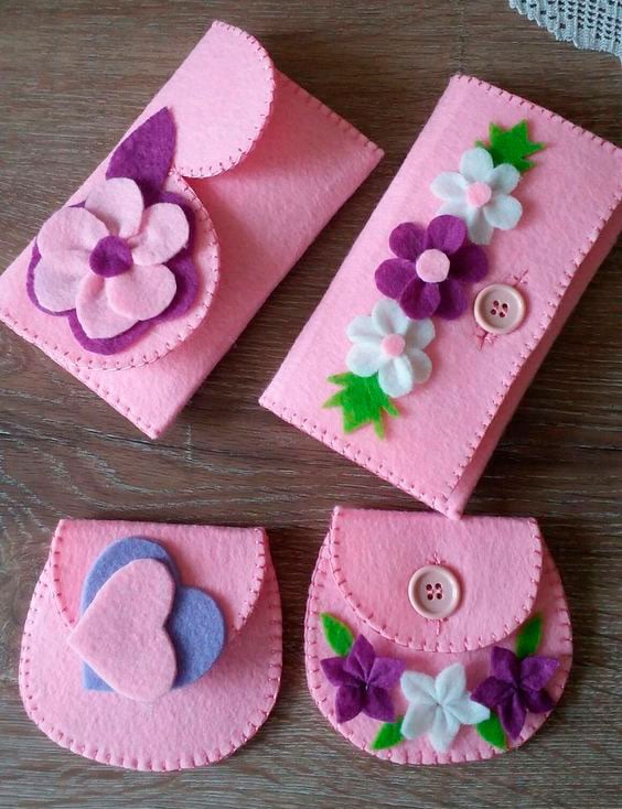 Porta moedas de feltro de lembrança para o Dia das Mães Porta moedas de feltro de lembrança para o Dia das Mães