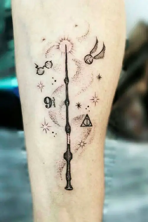 Tatuagem da varinha mágica do Harry Potter