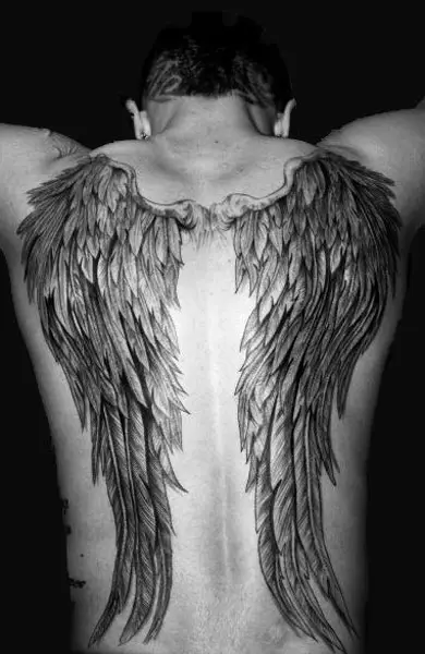 Tatuagens nas costas masculina de asas