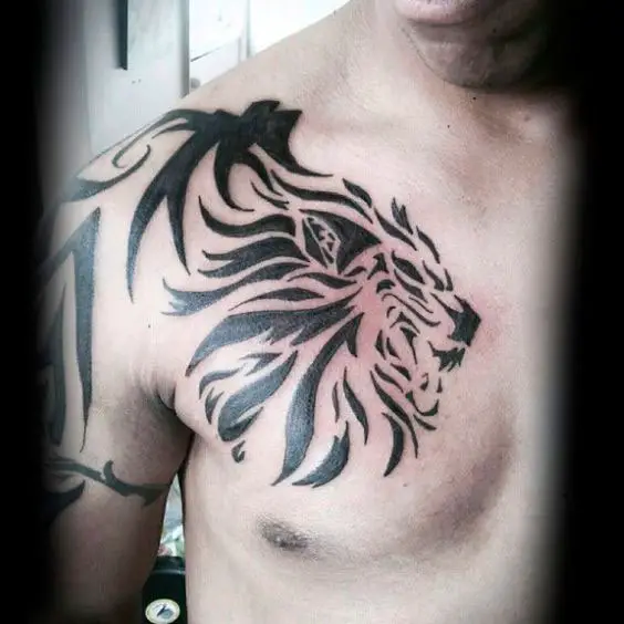 Tatuagem de leão tribal