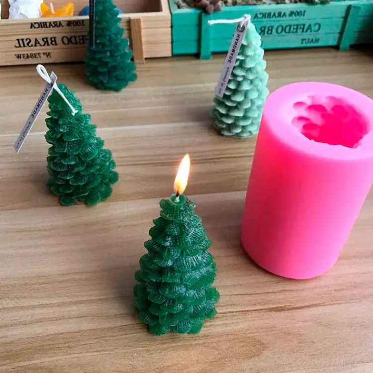 Molde de silicone em formato de árvore de Natal para vela